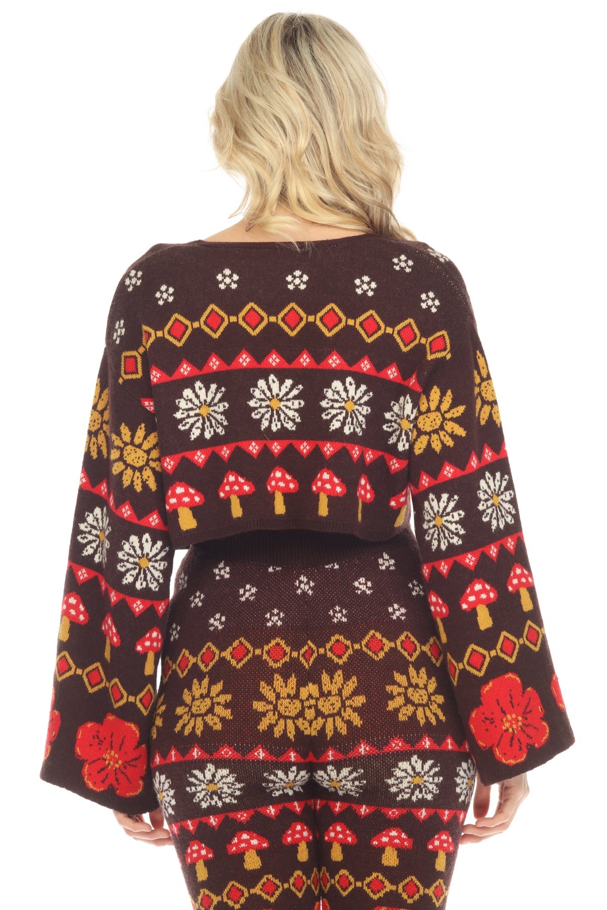 Fair Isle Mushroom Crop Cardigan