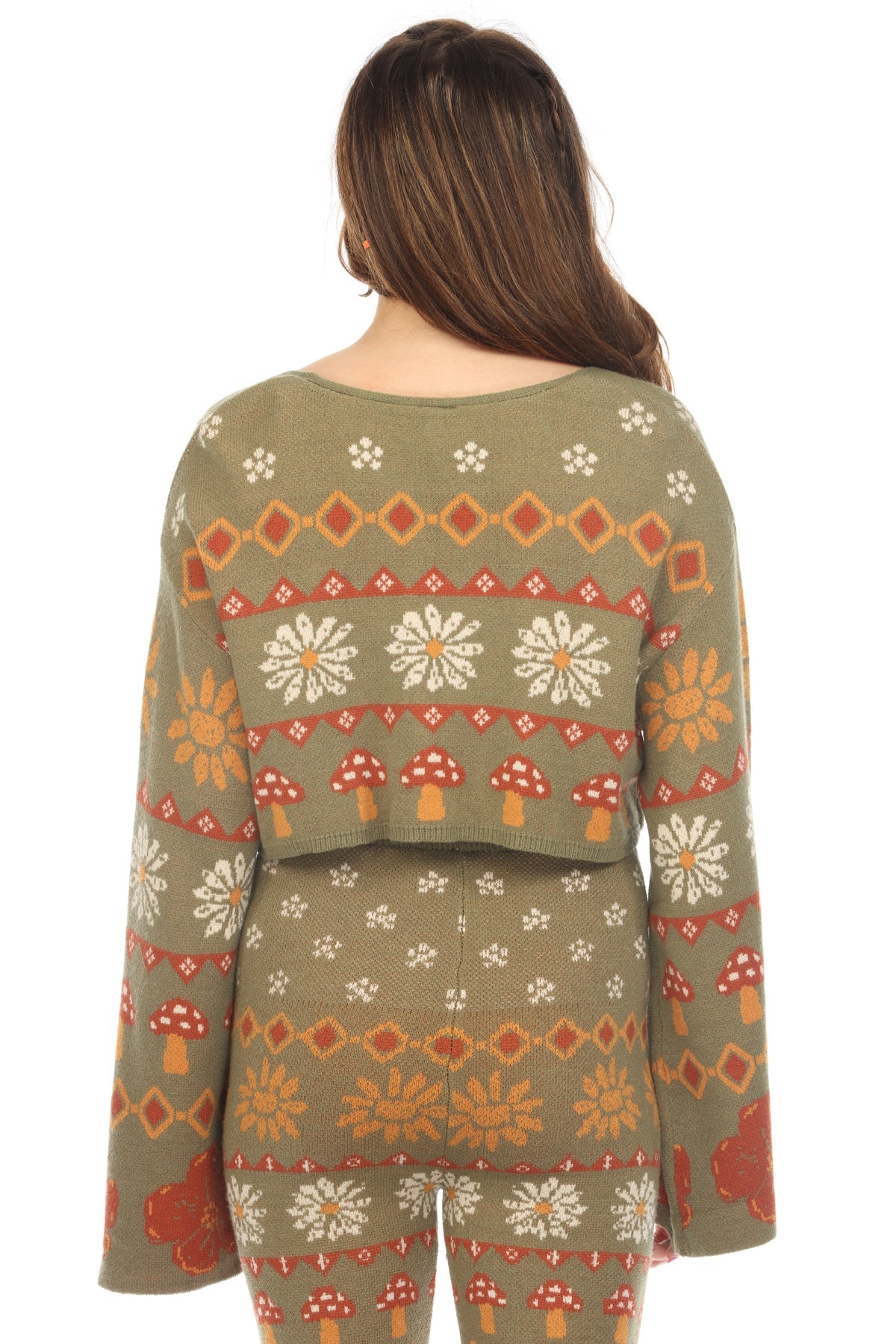 Fair Isle Mushroom Crop Cardigan