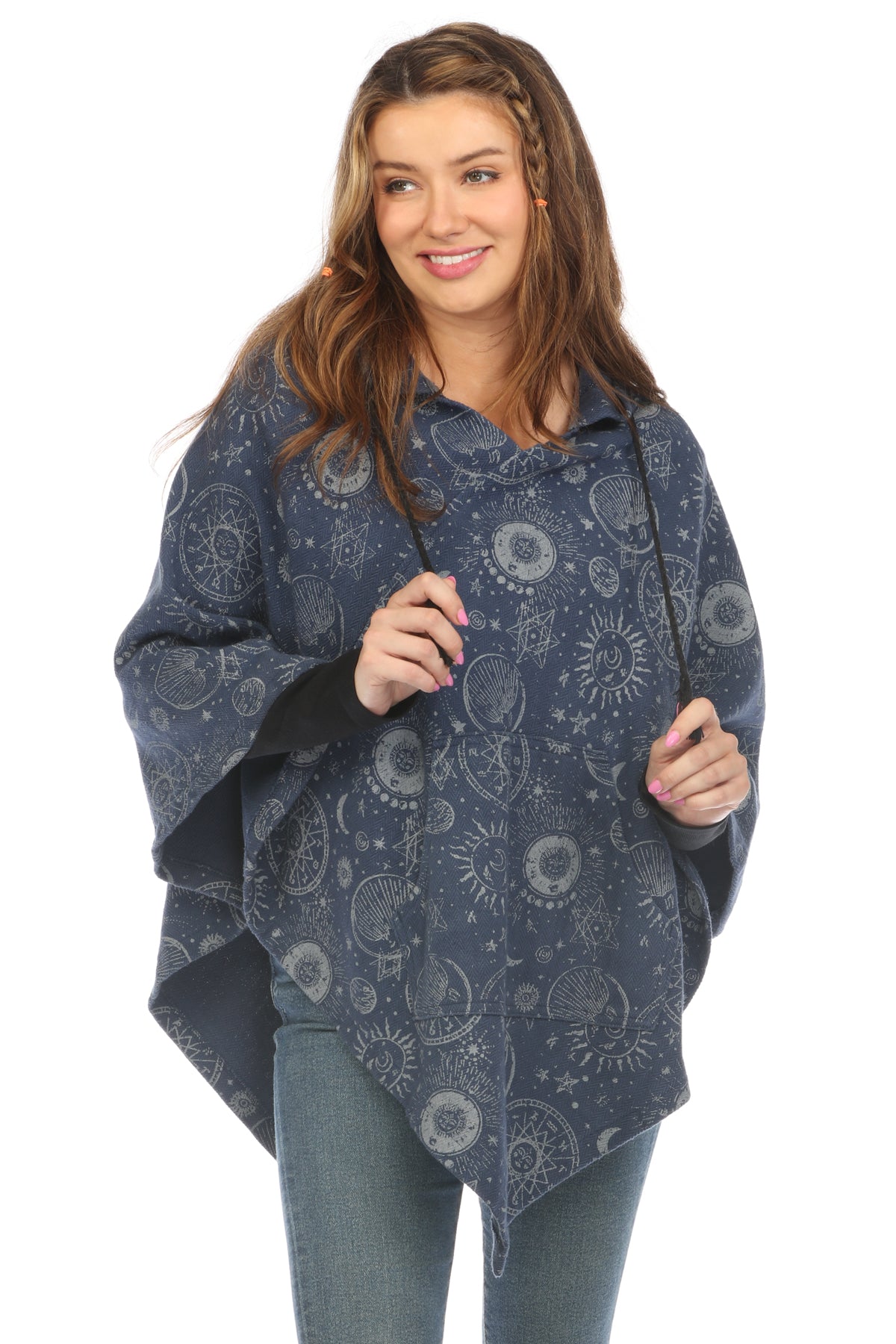 Celestial Cotton Hoddie Poncho