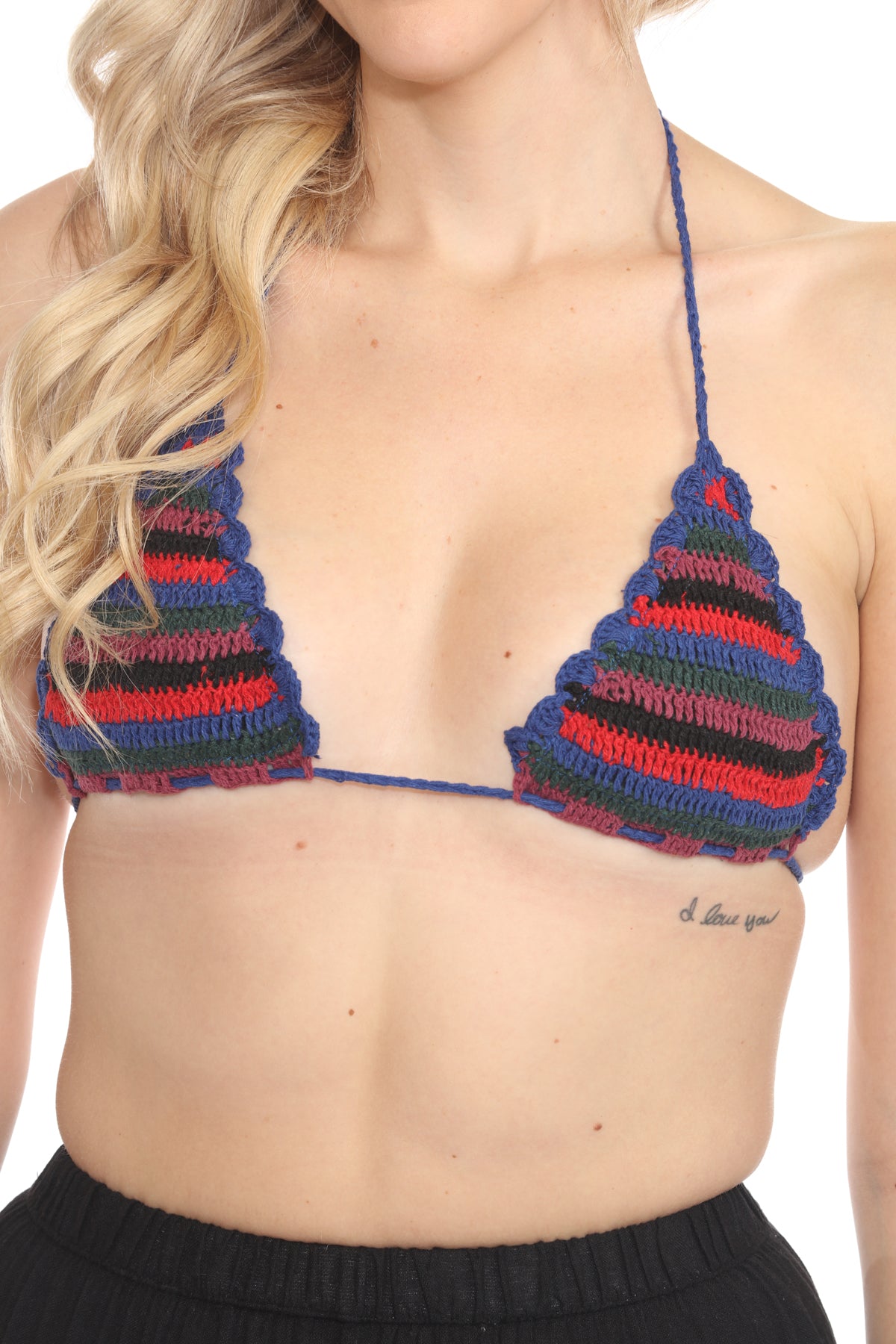 Crochet Striped Bikini Top