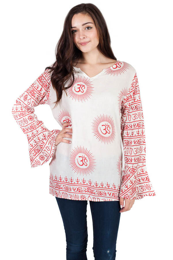 Om Burst Summer Peasant Top