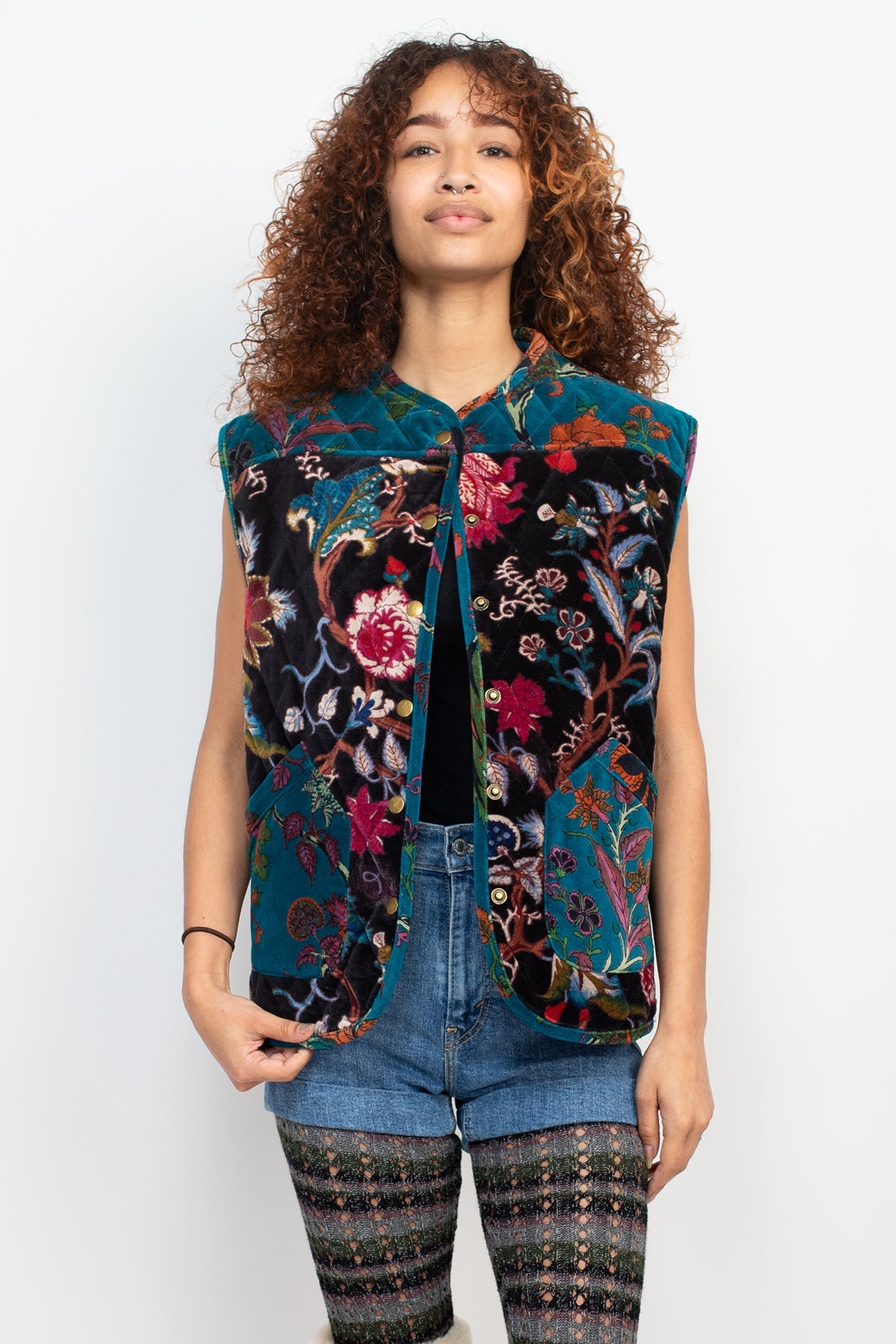 Quilted Velvet Snap Vest