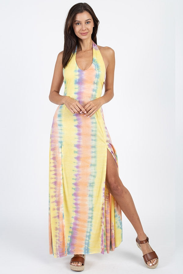 Tie dye hotsell halter dress