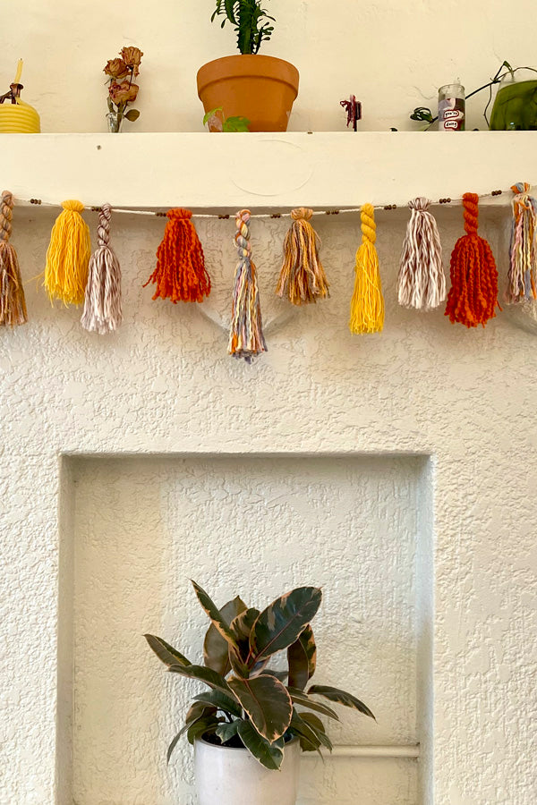 Tassel and Carved Bead Garland