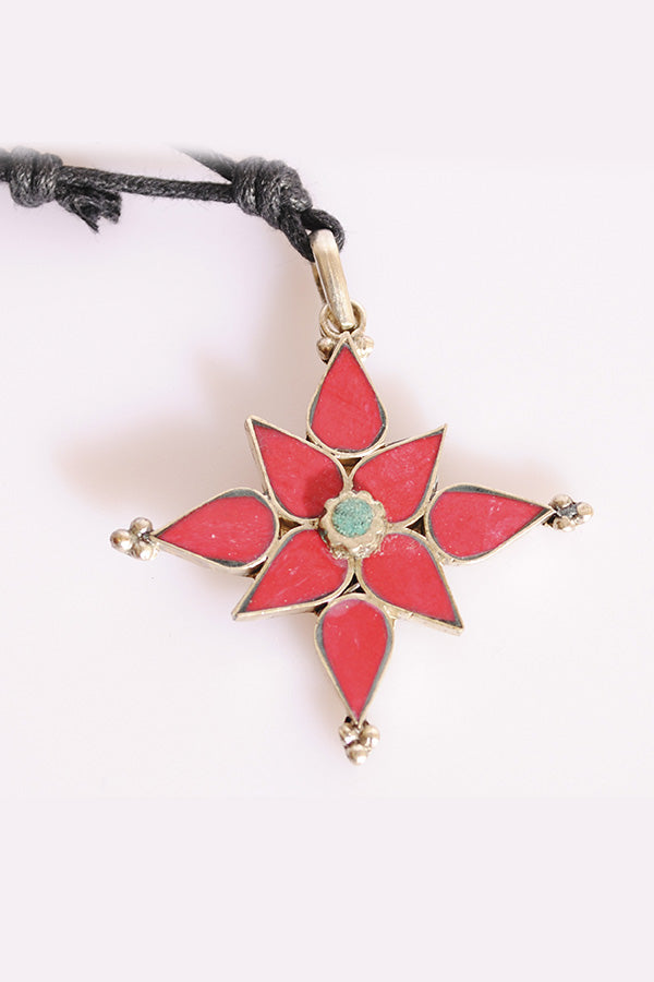 Bird's Eye View Coral Lotus Pendant