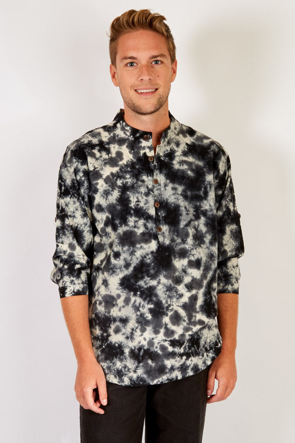 Splatter Tie Dye Cotton Long Sleeve Shirt