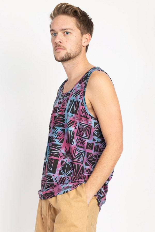 90's Print Tie-dye Mens' Tank Top