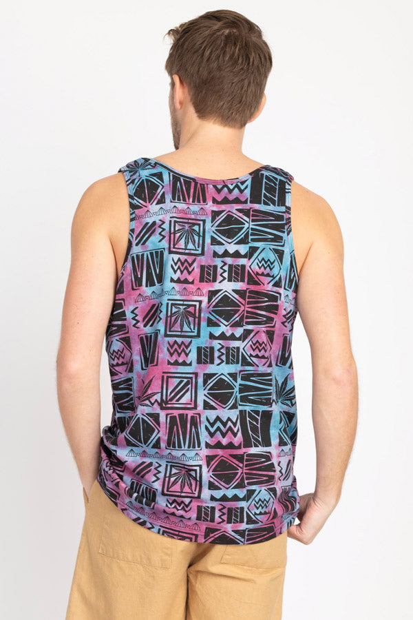 90's Print Tie-dye Mens' Tank Top