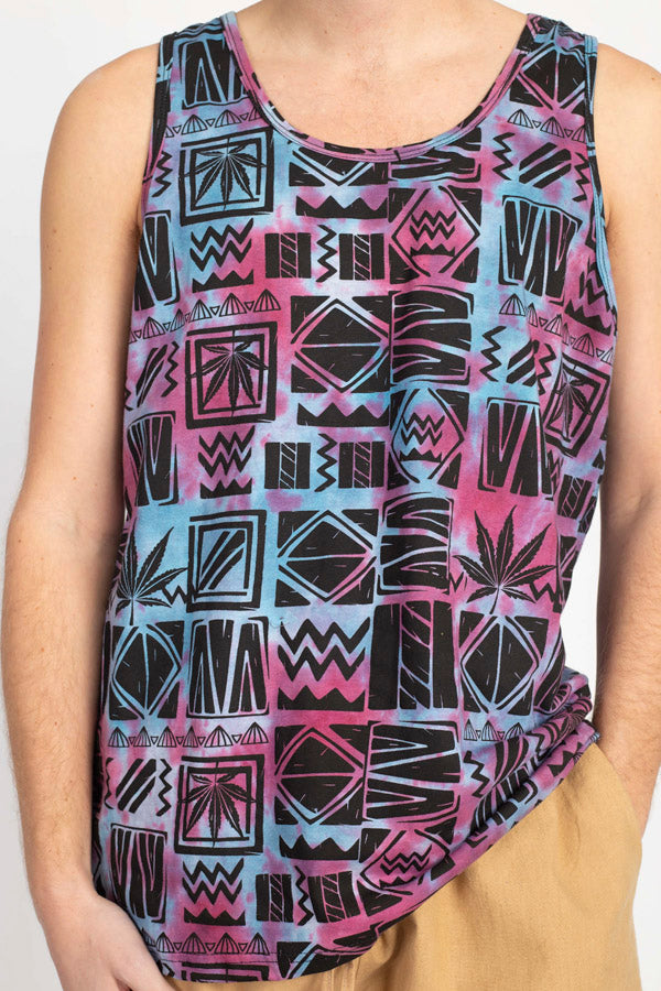 90's Print Tie-dye Mens' Tank Top