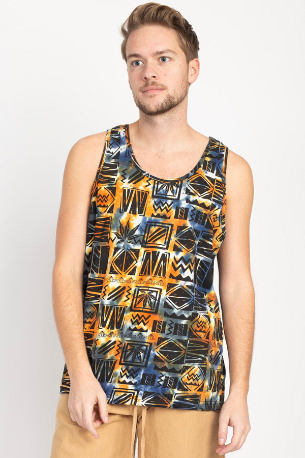 90's Print Tie-dye Mens' Tank Top