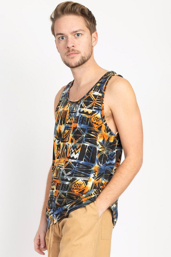 90's Print Tie-dye Mens' Tank Top