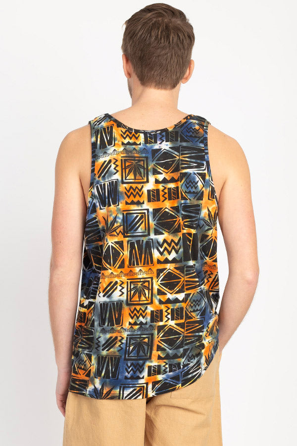 90's Print Tie-dye Mens' Tank Top