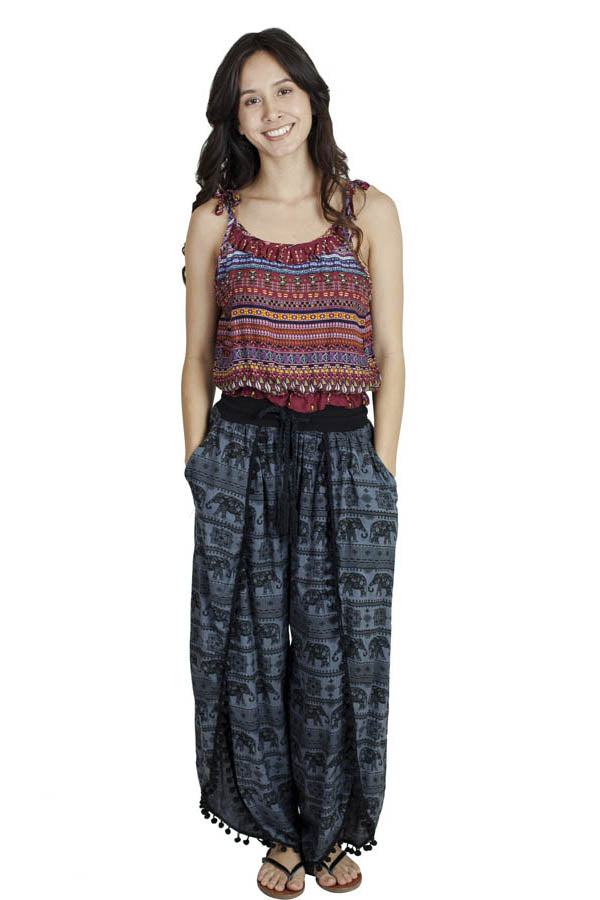 Boho Bali High-Slit Palazzo Pants