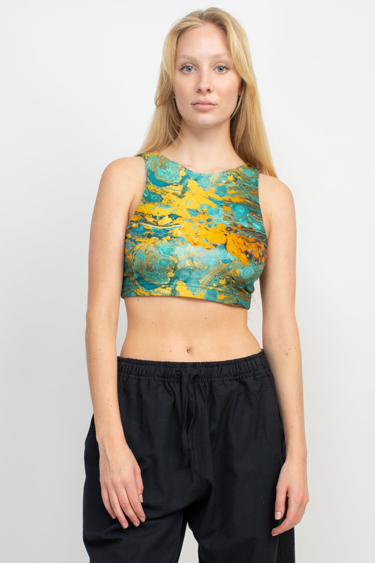 Psychadelice Marble Hi Neck Yoga Top