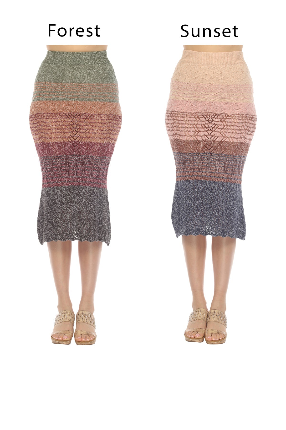 Gradient Knit Midi Skirt