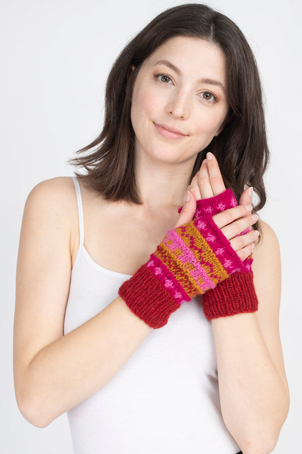 Winter hand knit handwarmer, fingerless Gloves