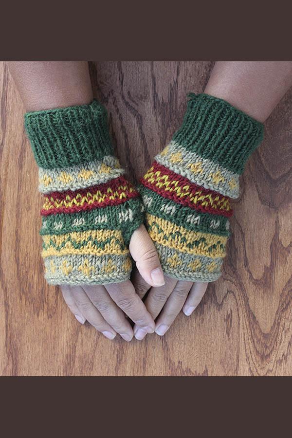 Winter hand knit handwarmer, fingerless Gloves