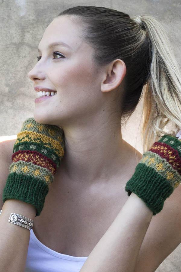 Winter hand knit handwarmer, fingerless Gloves