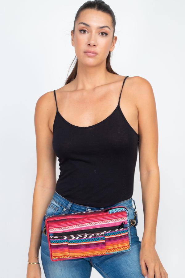 Jacquard sling chest bag