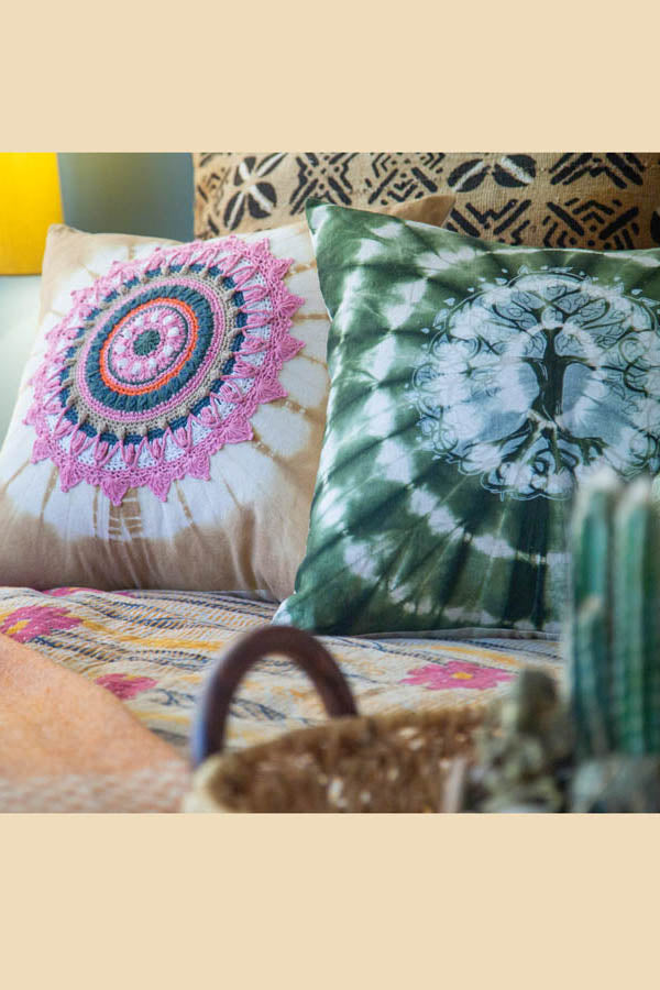 Spiral Tie Dye Throw Pillow With Print Cover