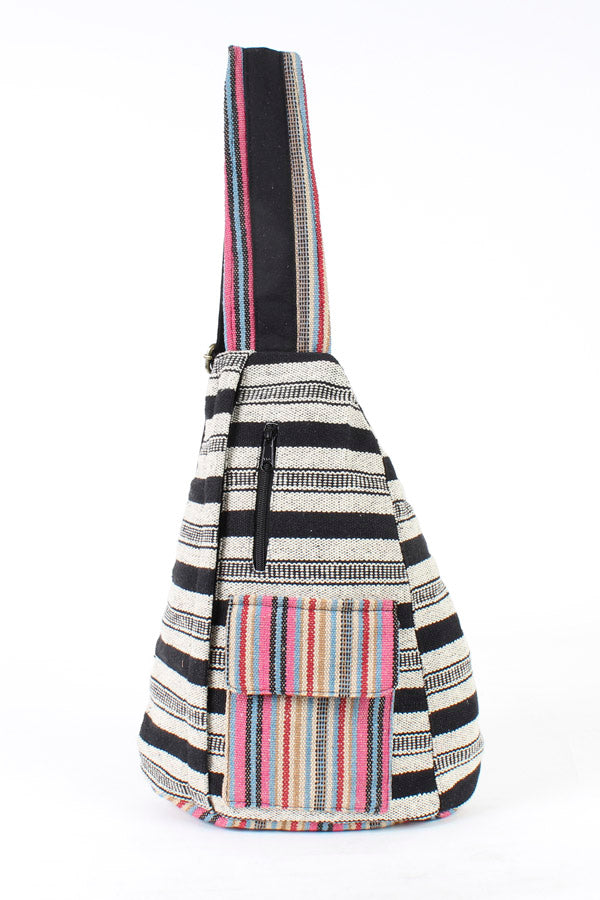 Rustic Stripe Crossbody Sling Backpack